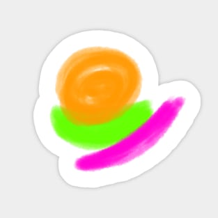 Green orange pink watercolor texture art Sticker